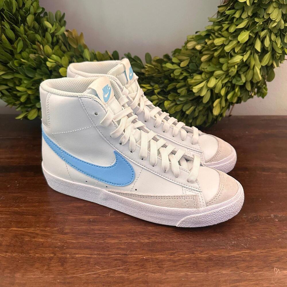 Nike Blazer Mid '77 GS Summit White Aquarius Blue Shoes 5Y